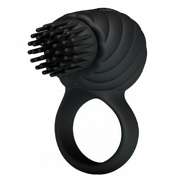 PRETTY LOVE Male Brush Type Rotational Delay Cock Ring (Chargeable - Black)